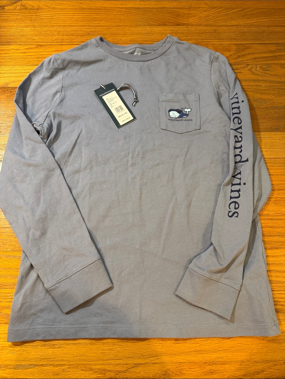 Vineyard Vines boys Long-Sleeve Pocket Tee in Dusty blue